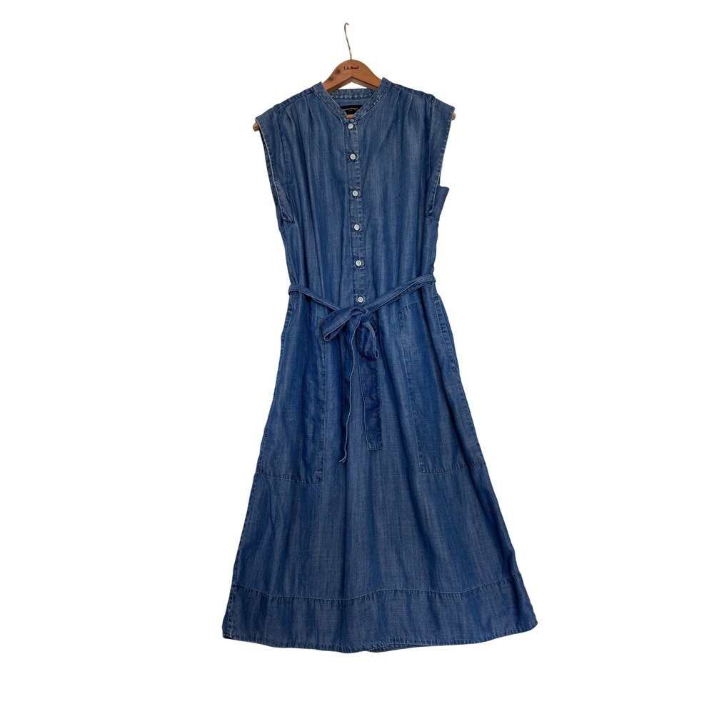 Banana Republic Women Blue Lyocell Denim Sleeveless Midi Shirt Dress Small